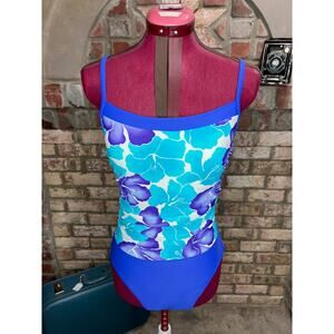 Christina one piece swimsuit Vintage floral blue purple